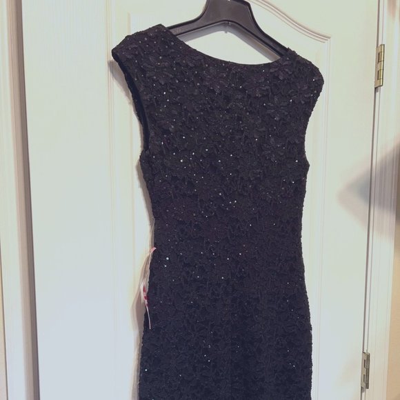 Connected Apparel Sequin-Lace-NWT-Lined Perfect "Little Black Dress"-Size 6 - Picture 3 of 14